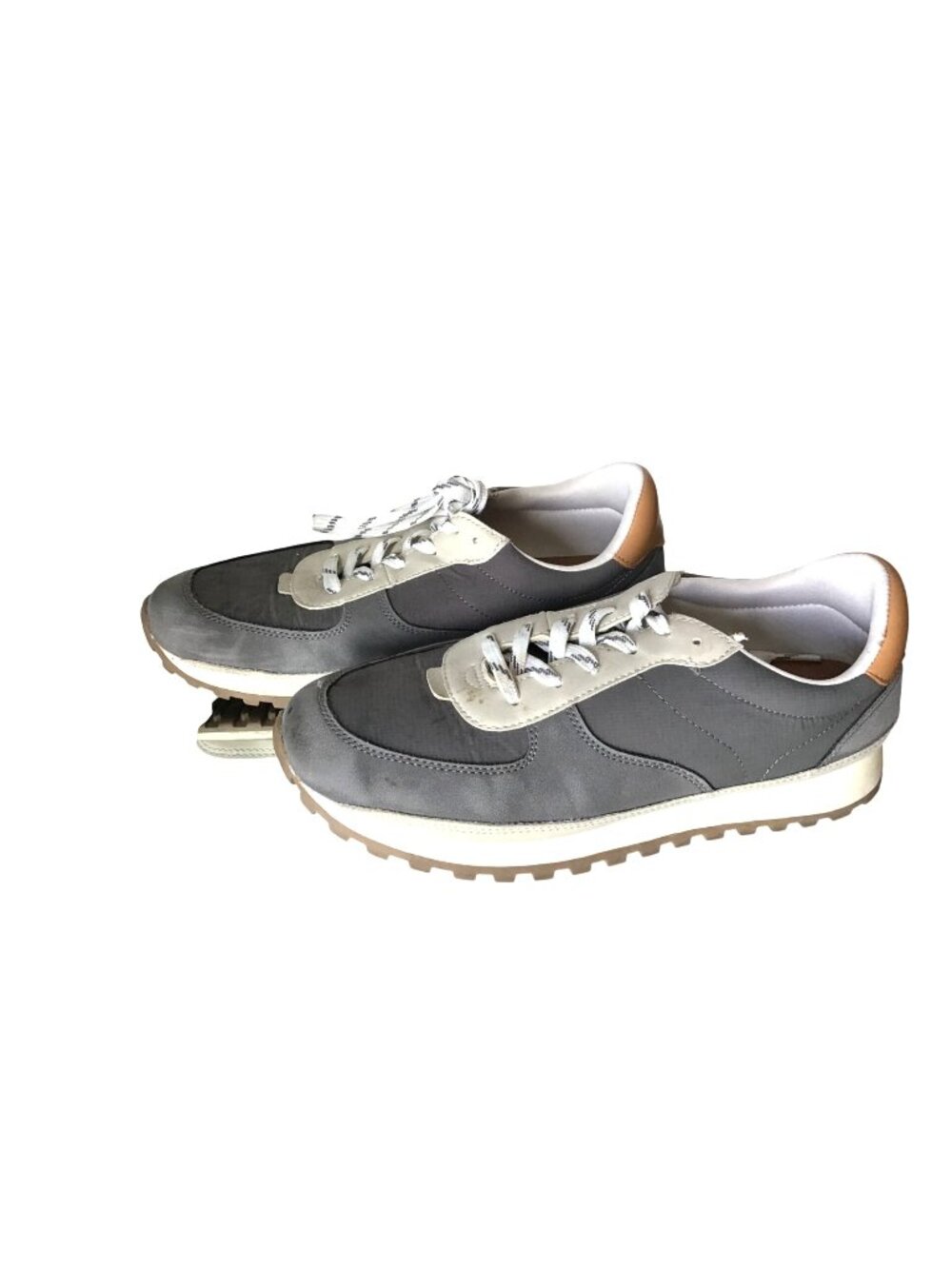 Vintage Gray & White Lace-Up Sneakers with Gum Sole size 9.5